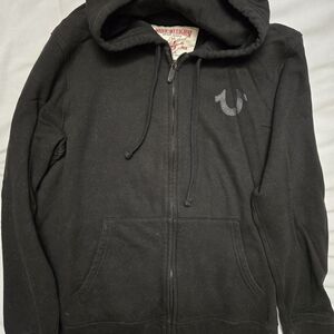 True Religion Black Logo Zip-Up L Size Hoodie And M Size Pants